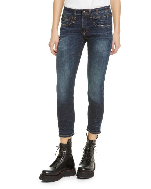 R13 Biker Boy Ripped Crop Skinny Jeans in Blue Lyst