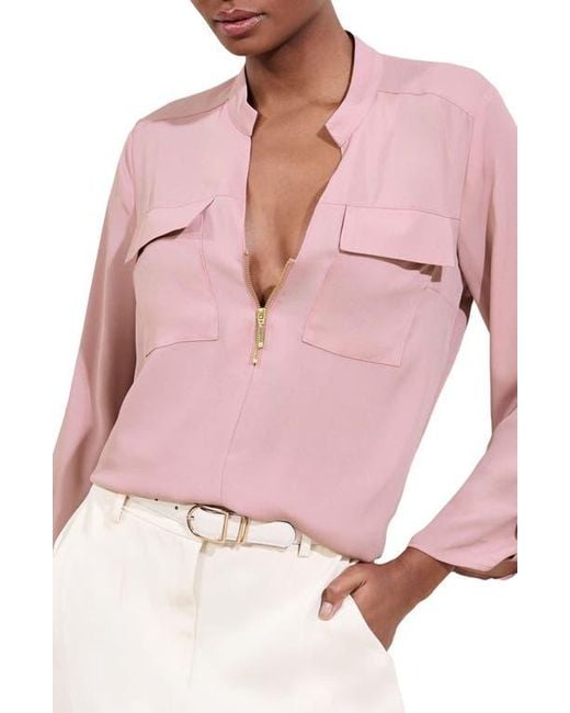 Lipsy Pink Half Zip Utility Top