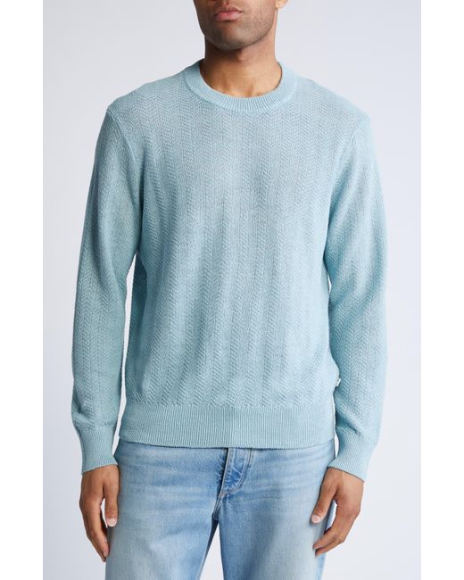NN07 Blue Jaden 6634 Linen Crewneck Sweater for men