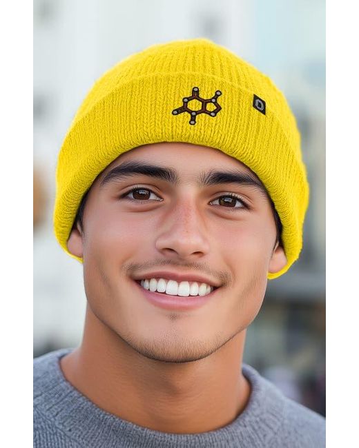 Alix Yellow Molecule Beanie for men