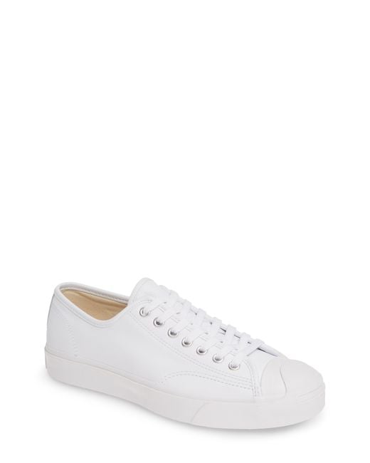 Converse White Jack Purcell Tumbled Leather Casual Sneakers From Finish Line for men