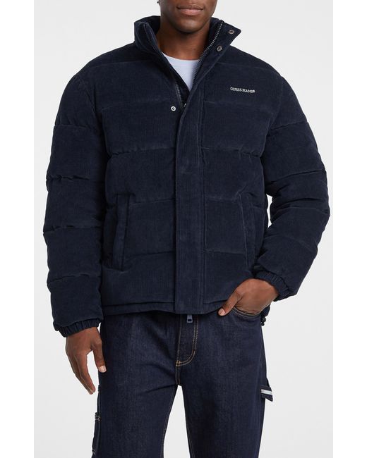 Guess Blue Corduroy Puffer Jacket for men