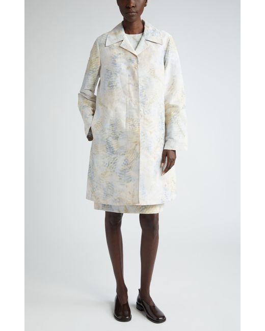 Lafayette 148 New York White Harpson Fern Print Sleeveless Sheath Dress