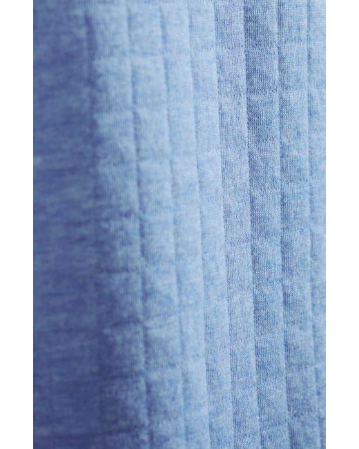 Bugatchi Blue Waffle Quarter Zip Cotton Blend Pullover for men