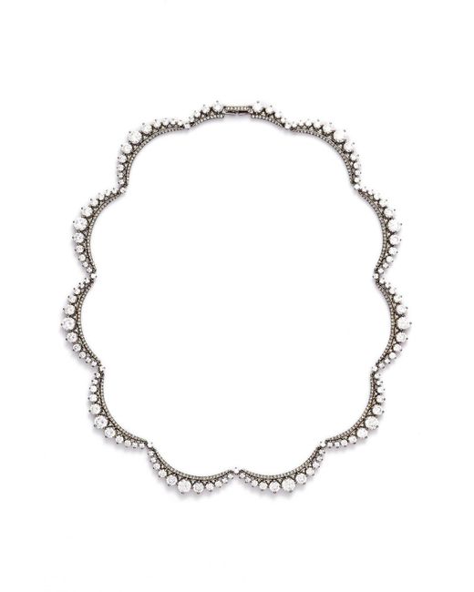 Nadri White Crystal Crescent Link Necklace