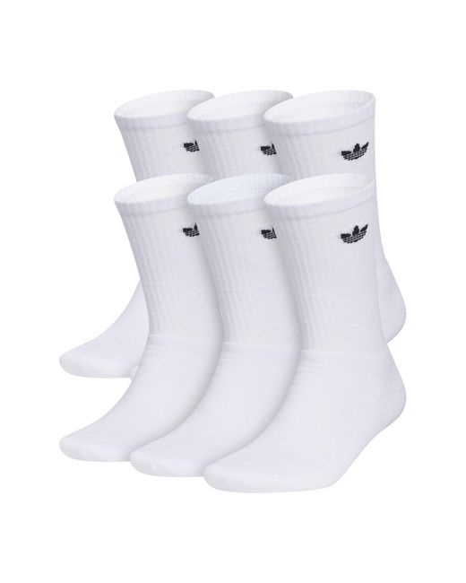 Adidas White 6-Pack Trefoil Performance Crew Socks
