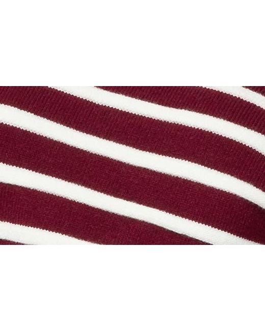 Edikted Red Mika Stripe Oversize Off The Shoulder Sweater