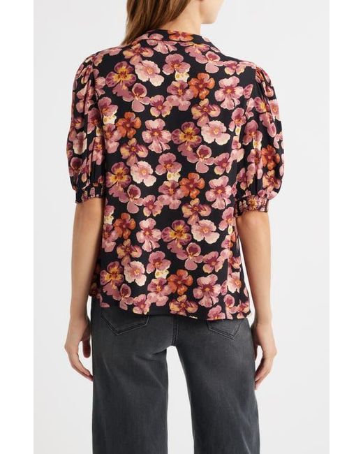 Reformation Multicolor Joelle Floral Tie Neck Button-Up Top
