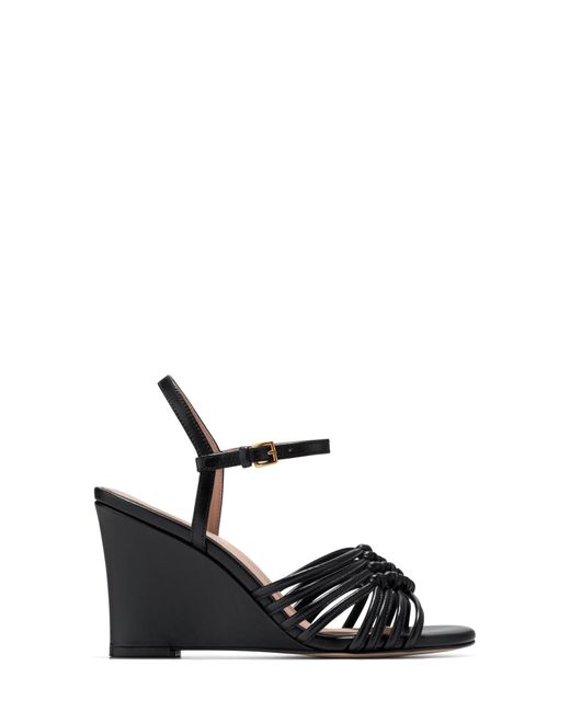 Cole Haan Black Jitney Knot Ankle Strap Wedge Sandal