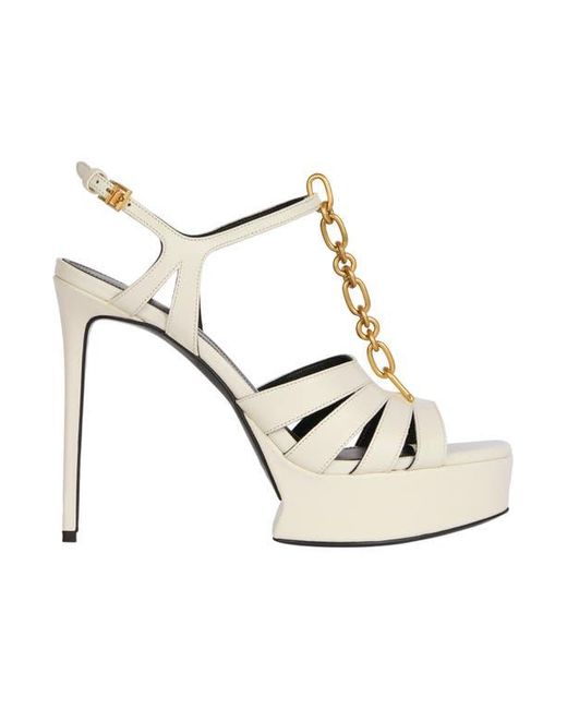 Balmain White Sync Platform Sandals
