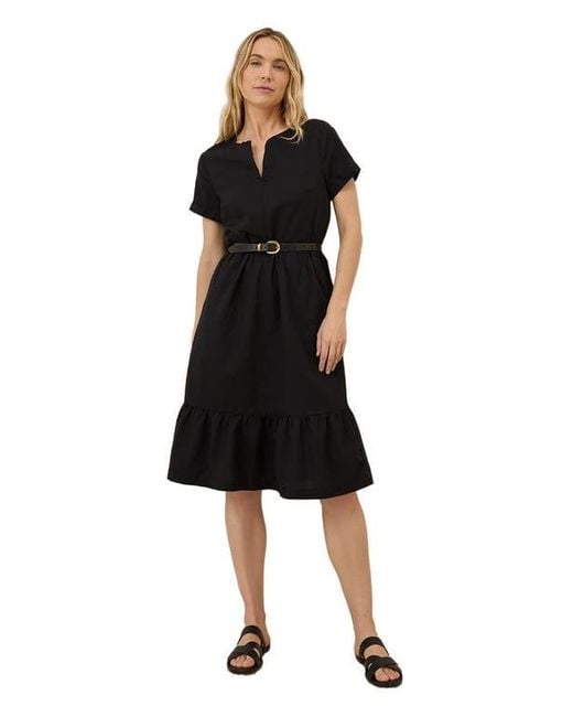 Pact Canopy Linen Notch Neck Dress Made With Organic Cotton in Black | Lyst