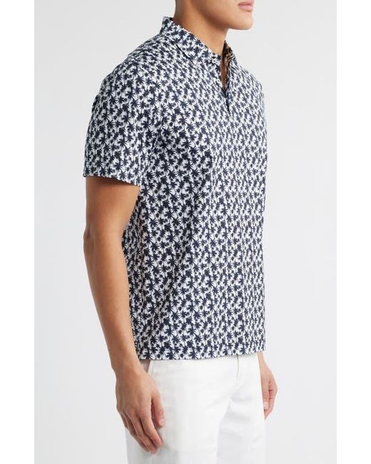Bugatchi Blue Victor Ooohcotton Palm Tree Print Polo for men