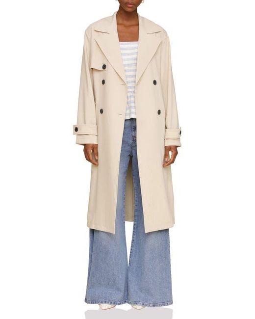 Avec Les Filles Blue Relaxed Fit Button Back Trench Coat