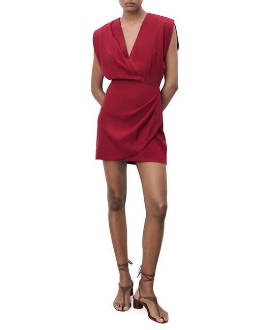 strapless open back dress Final Sale Plus Size Faux Wrap Dress in Red – Chic And Curvy main image 1