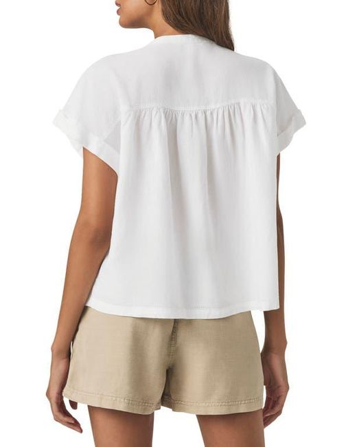 Splendid White Catalina Short Sleeve Linen Blend Button-Up Shirt