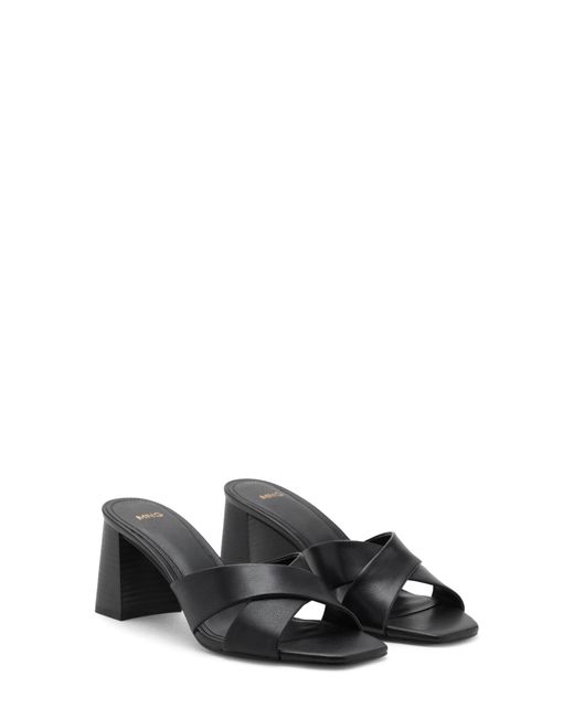 Mango Black Block Heel Sandal