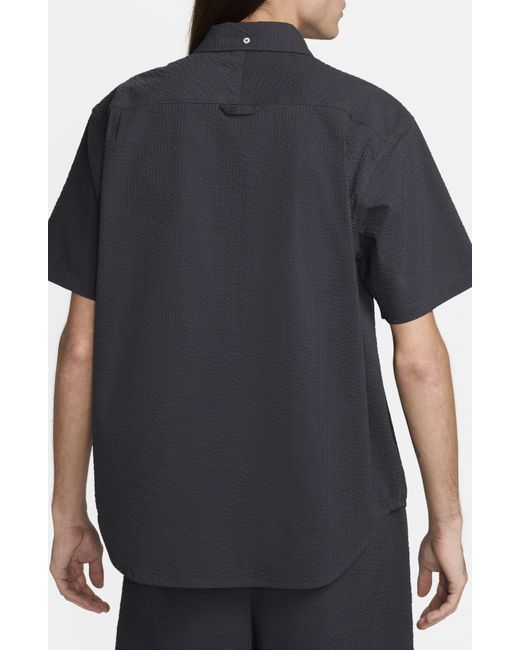 Nike Black Life Short Sleeve Seersucker Button-down Shirt for men