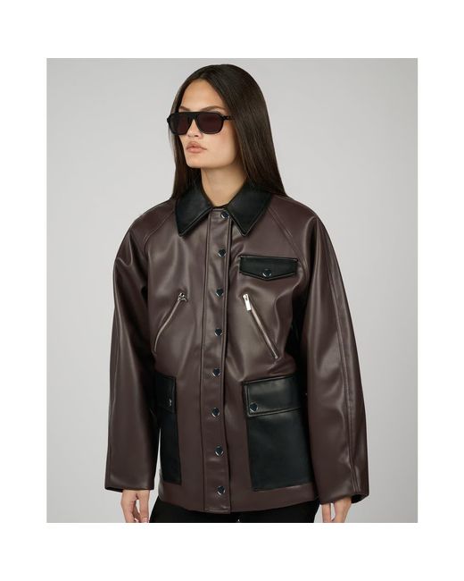WeWoreWhat Brown Cocoon Leather Jacket