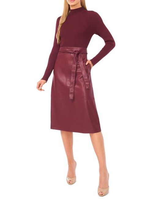 Ted Baker Mixed Media Long Sleeve Dress in Red | Lyst