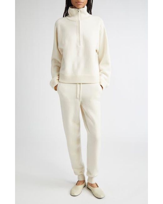 Loulou de Saison Natural Dries Stand Collar Cashmere Half Zip Sweater