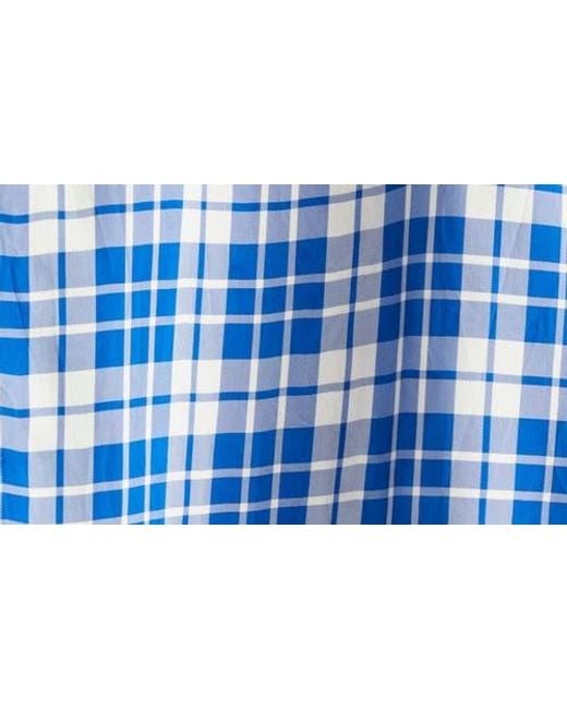 Proenza Schouler Blue Bronwen Plaid Hammered Viscose Button-Up Shirt