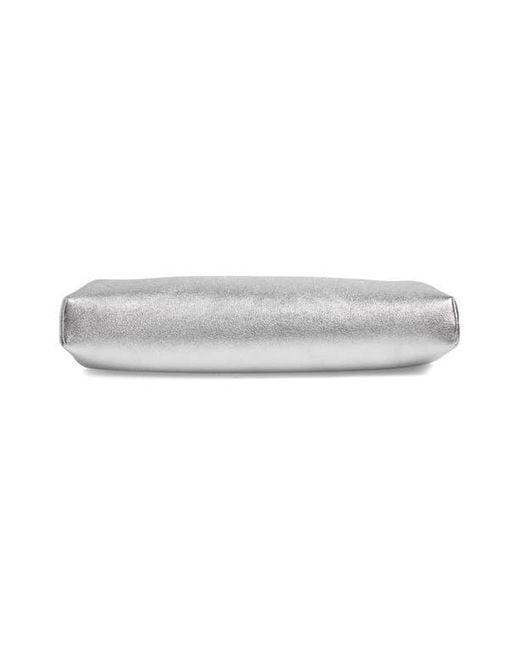 Jimmy Choo White Skylar Metallic Leather Clutch