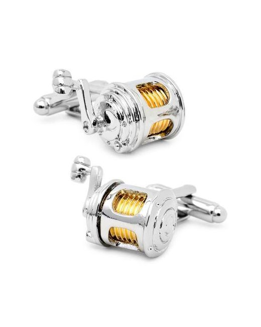 Cufflinks Inc. Metallic Fishing Reel Cuff Links for men