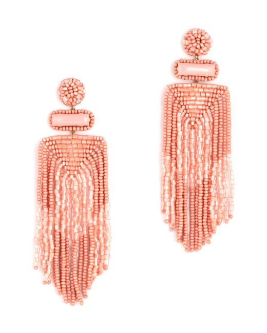 Deepa Gurnani Pink Jody Beaded Tassel Earrings