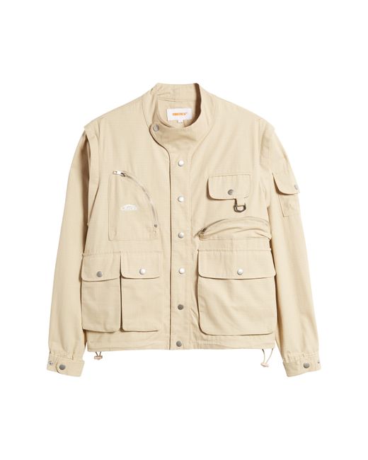 Checks Natural Safari Convertible Cotton Utility Jacket for men