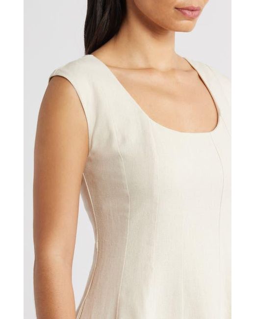 Charles Henry Natural Linen Blend Fit & Flare Dress