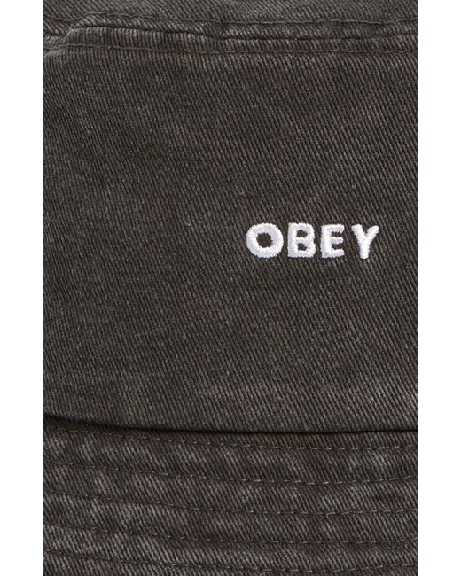 Obey Black Cotton Twill Bucket Hat for men