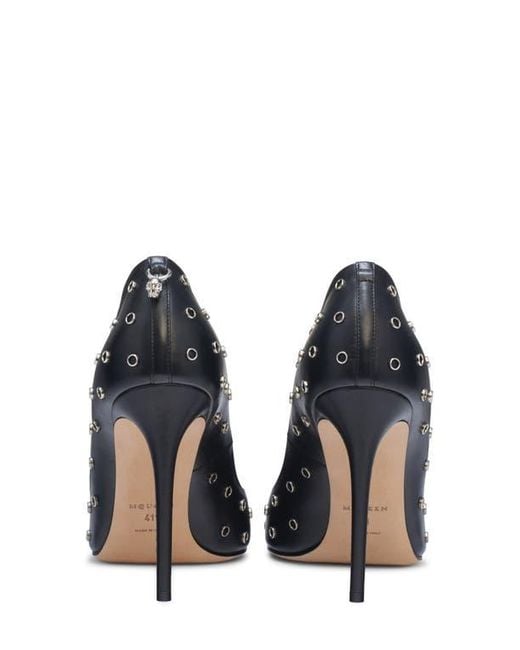 McQueen Blue Grommet Pointed Toe Pump