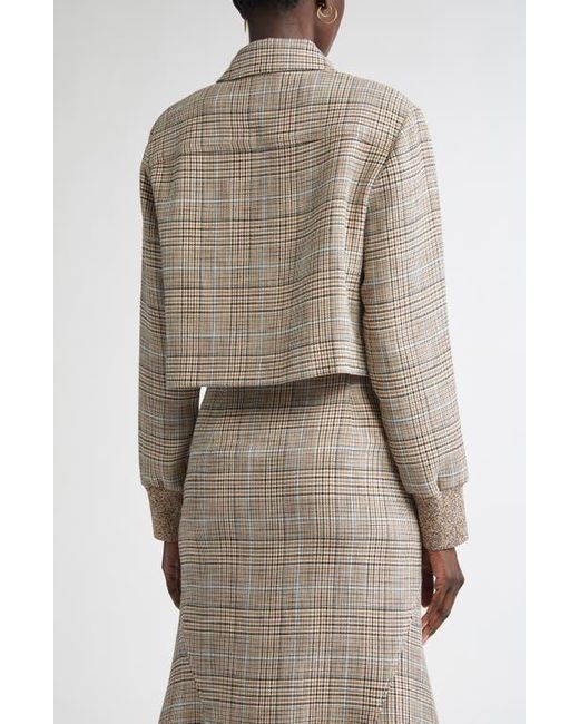 St. John Natural Prince Of Wales Plaid Crop Jacket