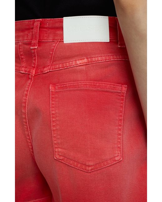 Closed Red Jocy-x High Waist Wide Leg Organic Cotton Denim Shorts