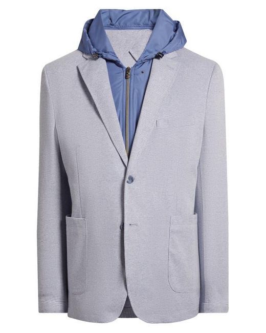 Johnston & Murphy Blue Xc Flex Microcheck Knit Sport Coat With Removable Hooded Bib for men