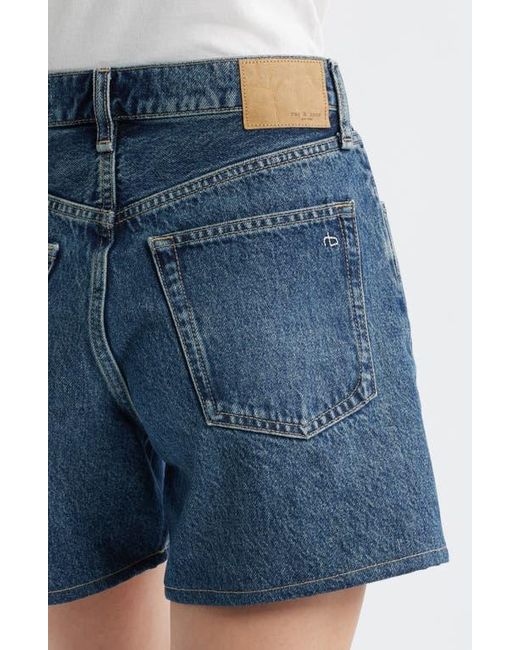 Rag & Bone Blue Kaia High Waist Relaxed Fit Denim Shorts