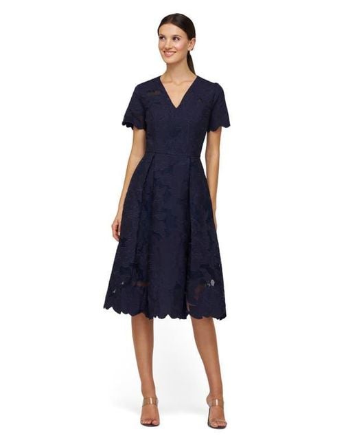 Kay Unger Luna Embroidered Midi Dress in Blue | Lyst Kay Unger Luna Embroidered Midi Dress in Blue | Lyst