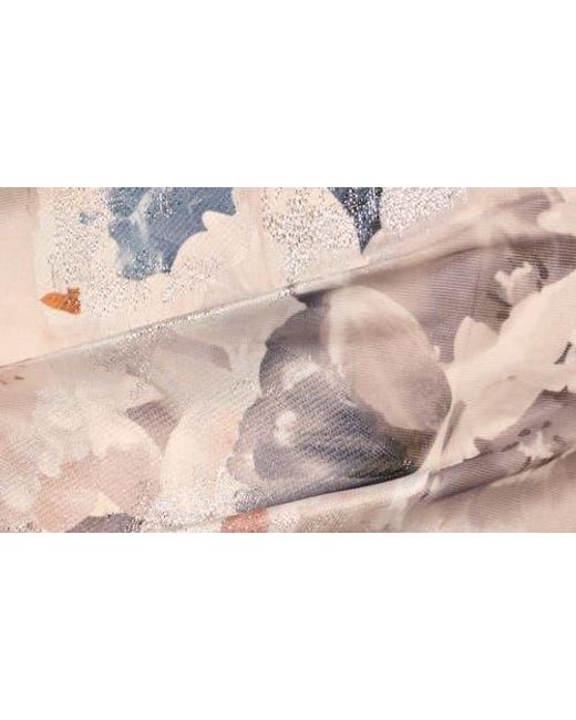 Aidan Mattox Natural Metallic Jacquard Ruffle One-Shoulder Ballgown