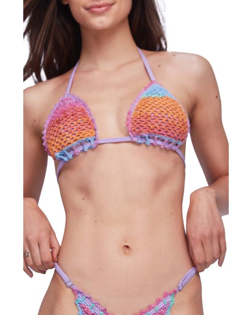 CAPITTANA Pink Kendall Crochet Bikini Top At Nordstrom