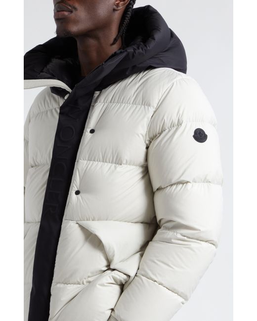 Moncler White Madeira Colorblock Hooded Short Down Puffer Jacket for men