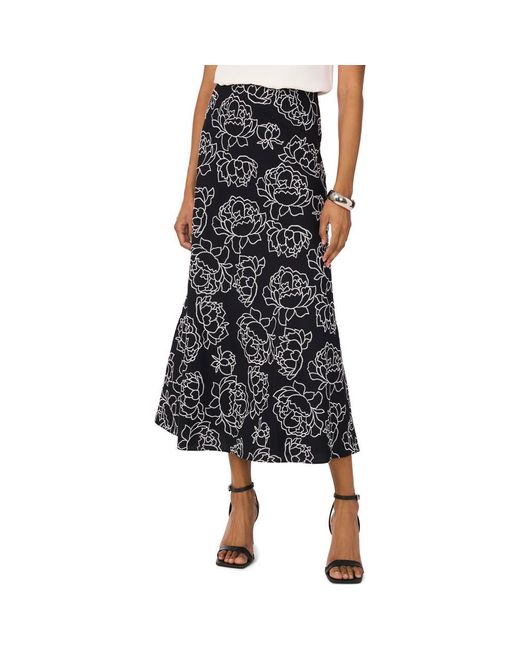 Vince Camuto Black Bias Cut A-Line Midi Skirt