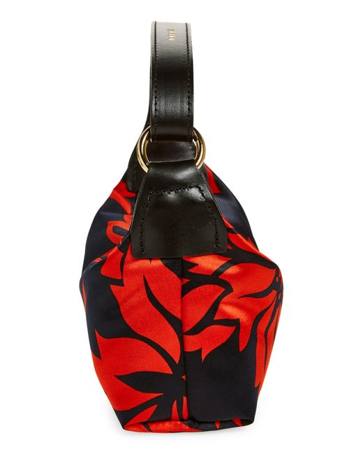 Sacai Red Small Pochette Floral Print Top Handle Bag