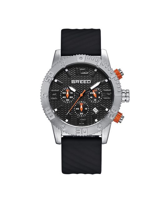 Breed Black Double Agent Chronograph Watch With Date for men