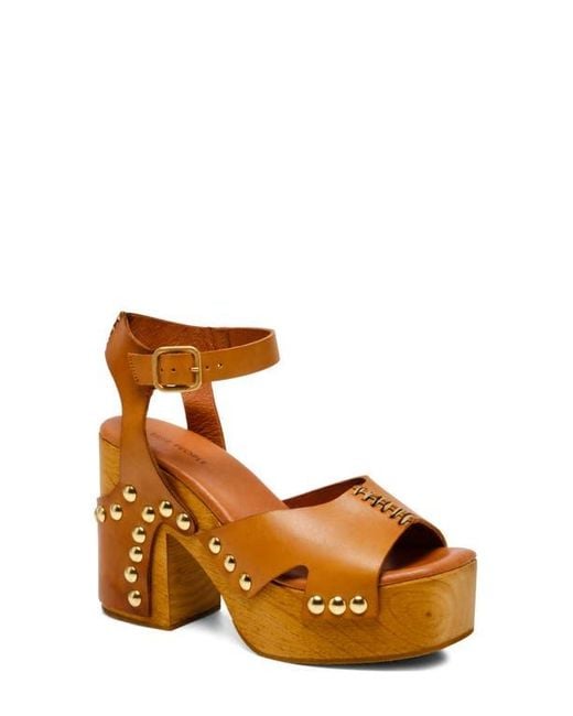 Free People Brown Cecily Ankle Strap Platform Sandal