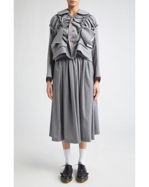 Tao Comme Des Garçons Gray Deconstructed Tropical Wool Blend Jacket