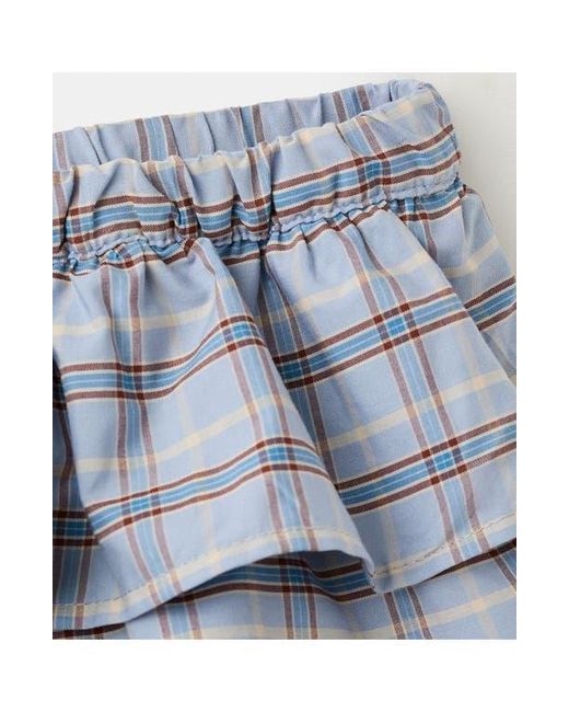 Mango Gray Ruffled Check Shorts