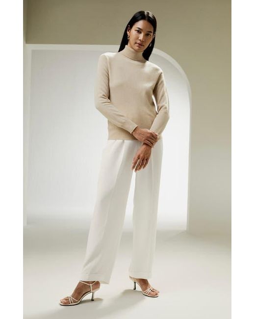 LILYSILK Natural Pure Cashmere Turtleneck Sweater