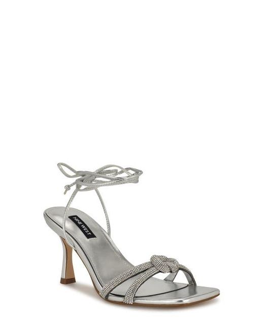 Nine West White Raqchel Ankle Wrap Sandal
