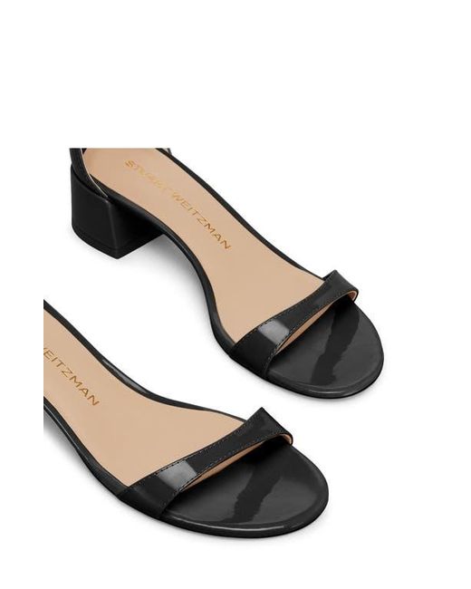 Stuart Weitzman Black Nudist Block 35 Ankle Strap Sandal