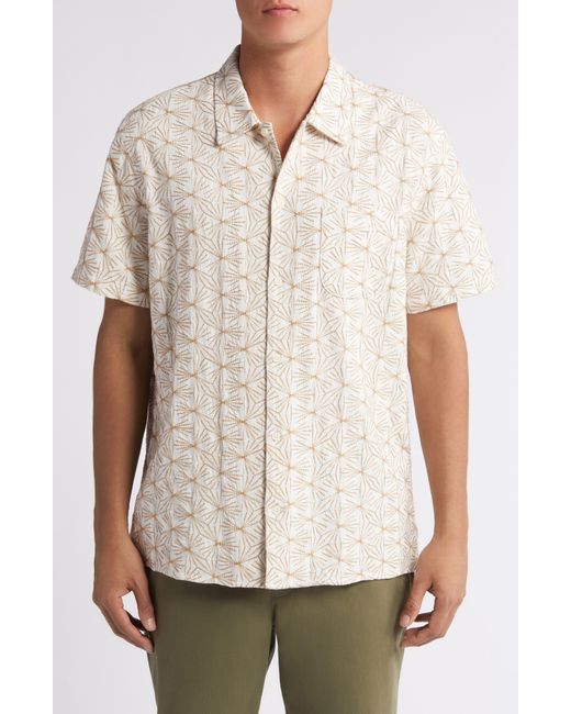 Treasure & Bond White Starburst Embroidered Short Sleeve Button-up Shirt for men